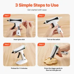 VEVOR Hot Glue Gun, Rechargeable Cordless Glue Gun, Mini Wireless Hot Glue Gun Kit with 2200mAh Battery, 20 Pcs Glue Sticks, Fast Preheating & High Temp, for Crafts, Arts, DIY, Quick Home Repairs