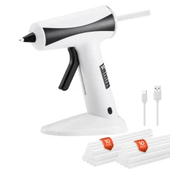 VEVOR Hot Glue Gun, Rechargeable Cordless Glue Gun, Mini Wireless Hot Glue Gun Kit with 2200mAh Battery, 20 Pcs Glue Sticks, Fast Preheating & High Temp, for Crafts, Arts, DIY, Quick Home Repairs