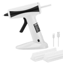 VEVOR Hot Glue Gun, Rechargeable Cordless Glue Gun, Mini Wireless Hot Glue Gun Kit with 2200mAh Battery, 20 Pcs Glue Sticks, Fast Preheating & High Temp, for Crafts, Arts, DIY, Quick Home Repairs