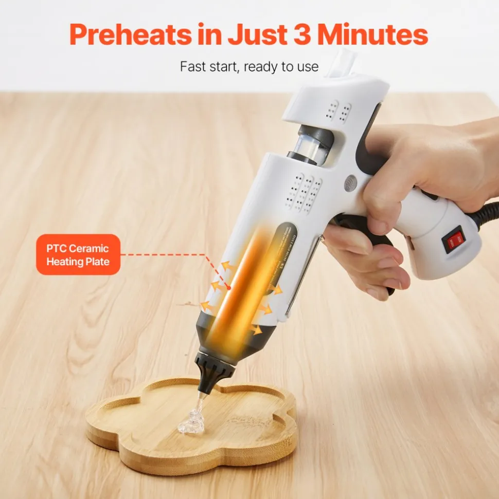 VEVOR Hot Glue Gun, 60/100W Dual Power, Mini Hot Glue Gun with 20 Premium Glue Sticks and Oxford Cloth Bag, Fast Preheating & High Temp Melt Glue Gun for Crafts, Arts, DIY, Quick Home Repairs, White