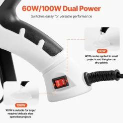 VEVOR Hot Glue Gun, 60/100W Dual Power, Mini Hot Glue Gun with 20 Premium Glue Sticks and Oxford Cloth Bag, Fast Preheating & High Temp Melt Glue Gun for Crafts, Arts, DIY, Quick Home Repairs, White