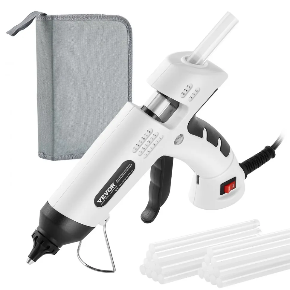 VEVOR Hot Glue Gun, 60/100W Dual Power, Mini Hot Glue Gun with 20 Premium Glue Sticks and Oxford Cloth Bag, Fast Preheating & High Temp Melt Glue Gun for Crafts, Arts, DIY, Quick Home Repairs, White