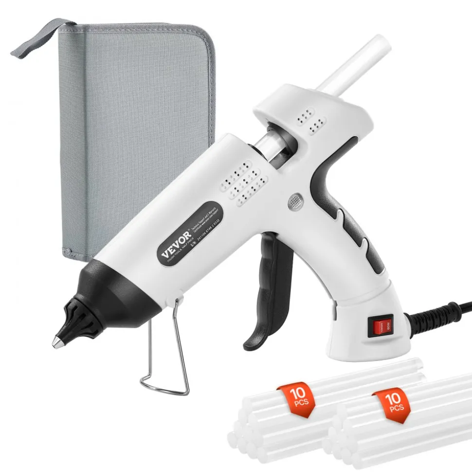 VEVOR Hot Glue Gun, 60/100W Dual Power, Mini Hot Glue Gun with 20 Premium Glue Sticks and Oxford Cloth Bag, Fast Preheating & High Temp Melt Glue Gun for Crafts, Arts, DIY, Quick Home Repairs, White