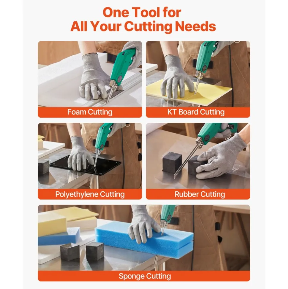 VEVOR Hot Knife Foam Cutter, 200W Electric Foam Cutting Tool, 122℉ - 932℉ Adjustable Styrofoam Cutter with 6" & 8" Cutting Blades for KT Board, Polyethylene, Sponge, Rubber - Tool Box Included