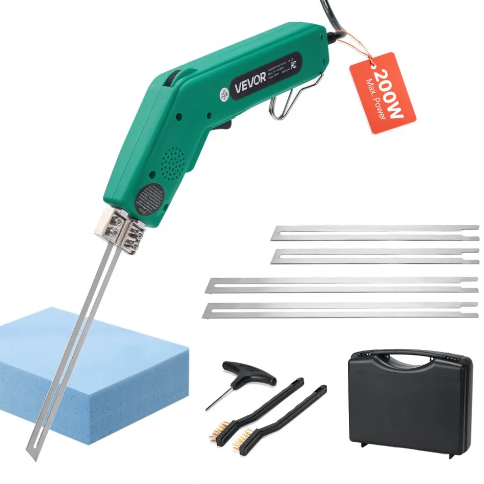 VEVOR Hot Knife Foam Cutter, 200W Electric Foam Cutting Tool, 122℉ - 932℉ Adjustable Styrofoam Cutter with 6" & 8" Cutting Blades for KT Board, Polyethylene, Sponge, Rubber - Tool Box Included