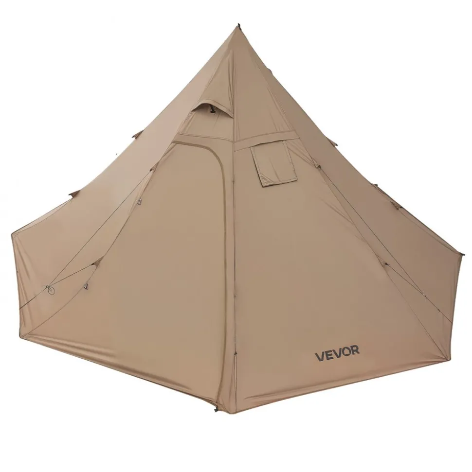 VEVOR Hot Tent for 4 Persons, Camping Tipi Hot Tents with Stove Jack & Inner Tent, Portable Winter Camping Tents with Snow Skirt, Easy Setup, Waterproof 4 Season Shelter Tents for Fishing Backpacking