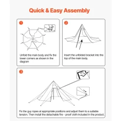 VEVOR Hot Tent for 4 Persons, Camping Tipi Hot Tents with Stove Jack & Inner Tent, Portable Winter Camping Tents with Snow Skirt, Easy Setup, Waterproof 4 Season Shelter Tents for Fishing Backpacking