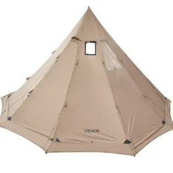 VEVOR Hot Tent for 4-6 Persons, Portable Winter Tipi Tent with Stove Jack, Waterproof Canvas Camping Tents, Lightweight 4 Season Shelter Tents for Hiking Fishing Backpacking, L Size