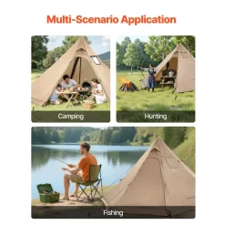 VEVOR Hot Tent for 4 Persons, Portable Winter Tipi Tent with Stove Jack, Waterproof Camping Tents, Lightweight 4 Season Shelter Tents for Hiking Fishing Backpacking, M Size