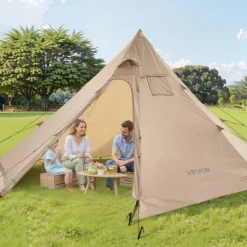 VEVOR Hot Tent for 4 Persons, Portable Winter Tipi Tent with Stove Jack, Waterproof Camping Tents, Lightweight 4 Season Shelter Tents for Hiking Fishing Backpacking, M Size