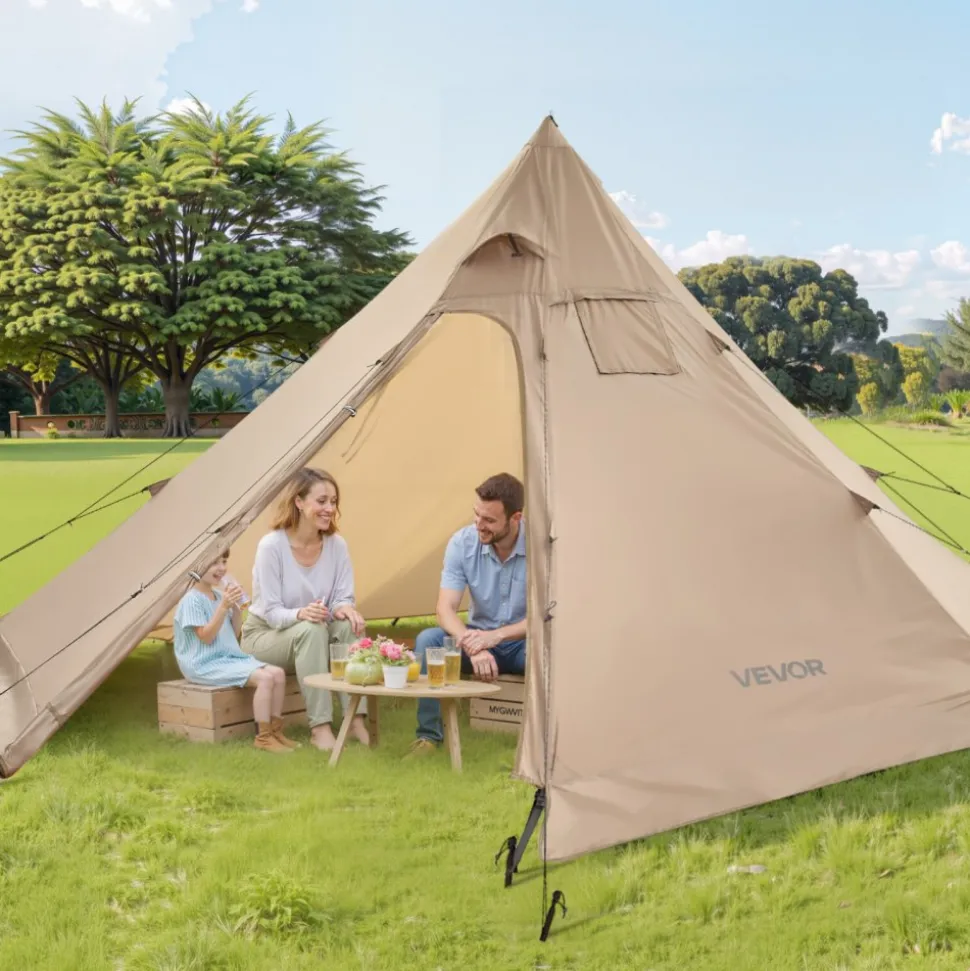 VEVOR Hot Tent for 4 Persons, Portable Winter Tipi Tent with Stove Jack, Waterproof Camping Tents, Lightweight 4 Season Shelter Tents for Hiking Fishing Backpacking, M Size