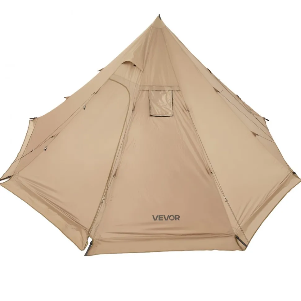 VEVOR Hot Tent for 4 Persons, Portable Winter Tipi Tent with Stove Jack, Waterproof Camping Tents, Lightweight 4 Season Shelter Tents for Hiking Fishing Backpacking, M Size