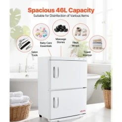 VEVOR Hot Towel Warmer, 10 gal Large Capacity 2-Tier Towel Warmer Cabinet with Clip & 4 Stainless Steel Racks, Holds up 48 Towels, All-Round Heating Cabinet for Spa, Barber, Manicures, Massage, Salon