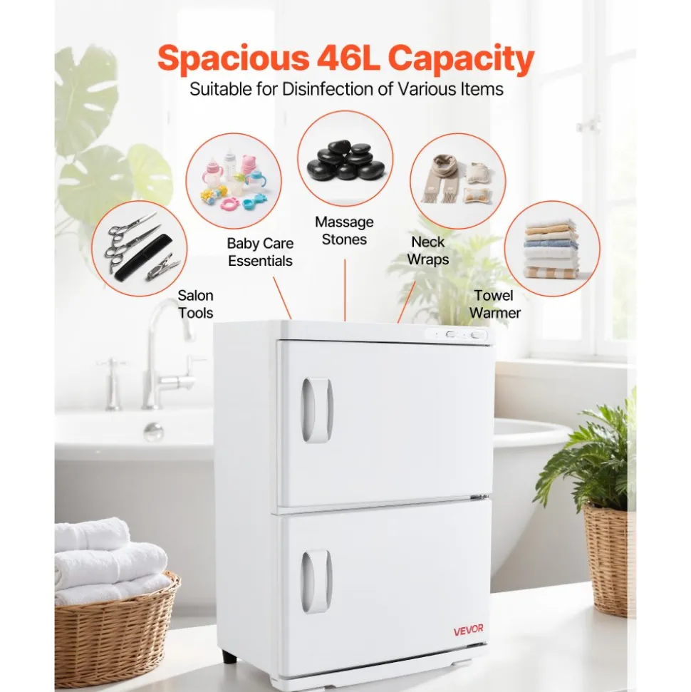 VEVOR Hot Towel Warmer, 5 gal Large Towel Warmer Cabinet with See Through Window, Clip & Stainless Steel Racks, Holds up 36 Towels, All-Round Heating Cabinet for Spa, Barber, Manicures, Massage, Salon