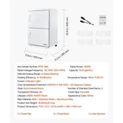VEVOR Hot Towel Warmer, 5 gal Large Towel Warmer Cabinet with See Through Window, Clip & Stainless Steel Racks, Holds up 36 Towels, All-Round Heating Cabinet for Spa, Barber, Manicures, Massage, Salon
