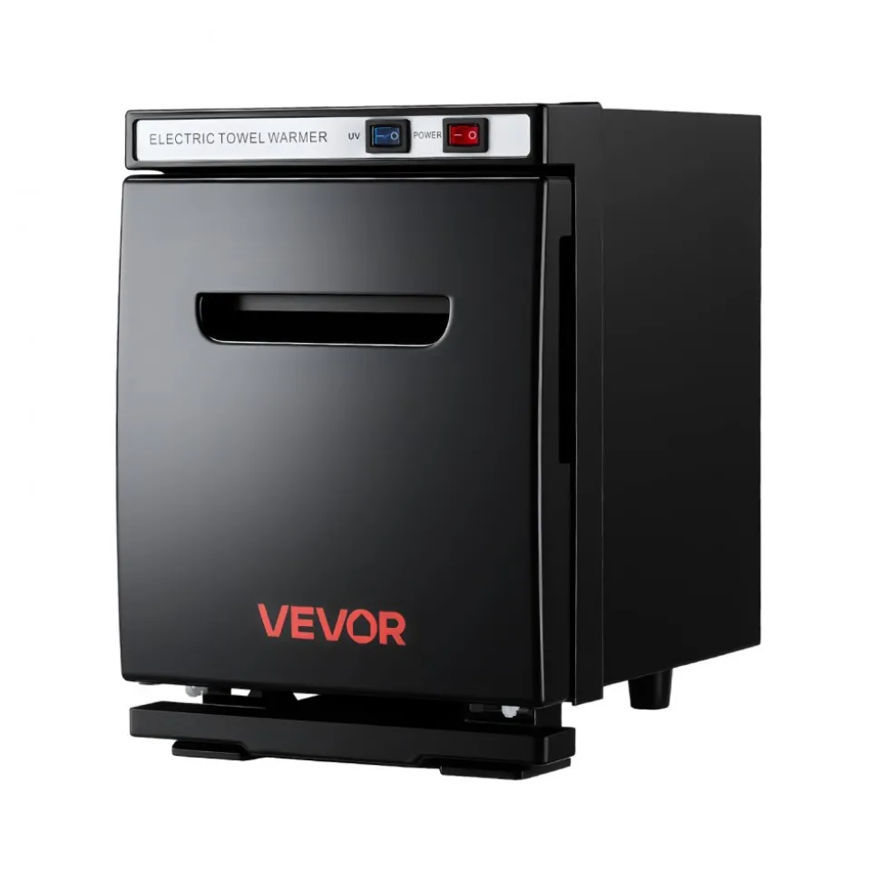 VEVOR Hot Towel Warmer, 1.1 gal Small Towel Warmer Cabinet with Clip & Stainless Steel Rack, Holds up 8-12 Towels, Portable All-Round Heating Cabinet for Spa, Barber, Manicures, Massage, Salon, Black