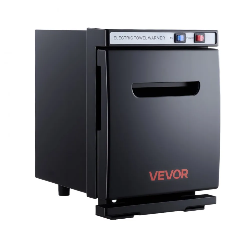 VEVOR Hot Towel Warmer, 1.1 gal Small Towel Warmer Cabinet with Clip & Stainless Steel Rack, Holds up 8-12 Towels, Portable All-Round Heating Cabinet for Spa, Barber, Manicures, Massage, Salon, Black