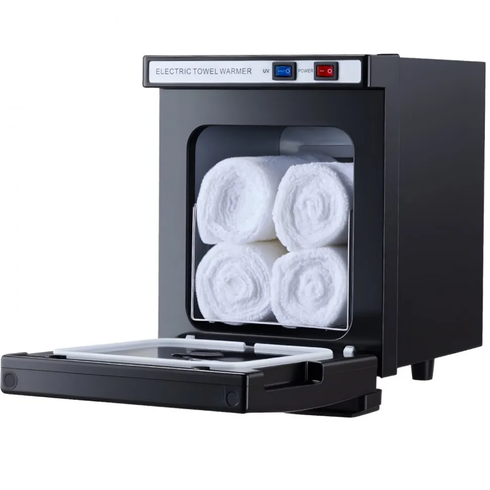 VEVOR Hot Towel Warmer, 1.1 gal Small Towel Warmer Cabinet with Clip & Stainless Steel Rack, Holds up 8-12 Towels, Portable All-Round Heating Cabinet for Spa, Barber, Manicures, Massage, Salon, Black