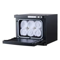 VEVOR Hot Towel Warmer, 1.76 gal Small Towel Warmer Cabinet with Clip & Stainless Steel Rack, Holds up 12 Towels, Portable All-Round Heating Cabinet for Spa, Barber, Manicures, Massage, Salon, Black