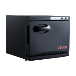 VEVOR Hot Towel Warmer, 1.76 gal Small Towel Warmer Cabinet with Clip & Stainless Steel Rack, Holds up 12 Towels, Portable All-Round Heating Cabinet for Spa, Barber, Manicures, Massage, Salon, Black