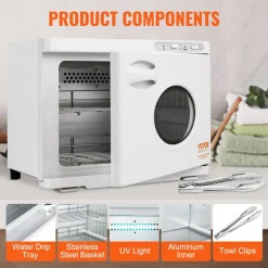 VEVOR Hot Towel Warmer，23L Large Capacity Spa Hot Towel Warmers with See Through Window, 2 Stainless Steel Racks, Holds up 50-60 Towels, 2-in-1 All-round Heating for Facials, SPA, Massage, Salon