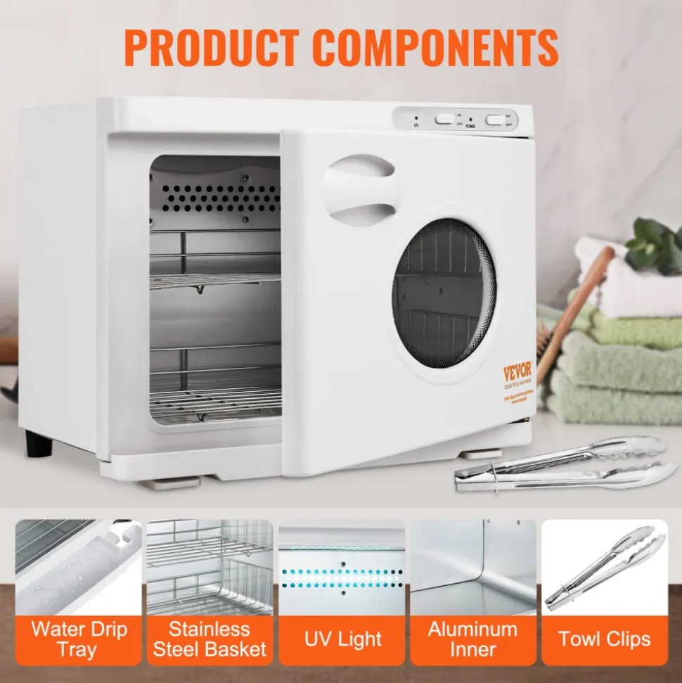 VEVOR Hot Towel Warmer,23L Large Capacity Spa Hot Towel Warmers with See Through Window, 2 Stainless Steel Racks, Holds up 50-60 Towels, 2-in-1 All-round Heating for Facials, SPA, Massage, Salon