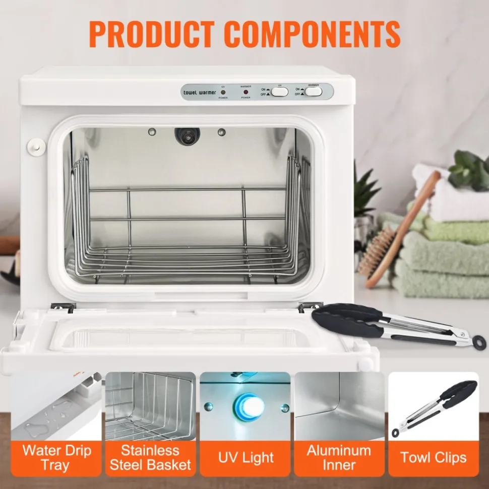VEVOR Hot Towel Warmer, 8L Spa Hot Towel Warmer Cabinet, 2-in-1 Towel Warmer with Stainless Steel Rack, Holds up to 16 Towels, All-round Heating for Facials, SPA, Massage, Salon, Bathroom, Esthetician