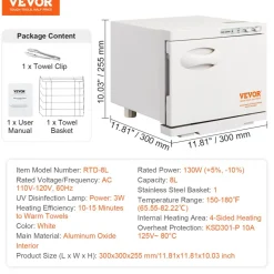 VEVOR Hot Towel Warmer, 8L Spa Hot Towel Warmer Cabinet, 2-in-1 Towel Warmer with Stainless Steel Rack, Holds up to 16 Towels, All-round Heating for Facials, SPA, Massage, Salon, Bathroom, Esthetician