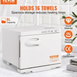 VEVOR Hot Towel Warmer, 8L Spa Hot Towel Warmer Cabinet, 2-in-1 Towel Warmer with Stainless Steel Rack, Holds up to 16 Towels, All-round Heating for Facials, SPA, Massage, Salon, Bathroom, Esthetician