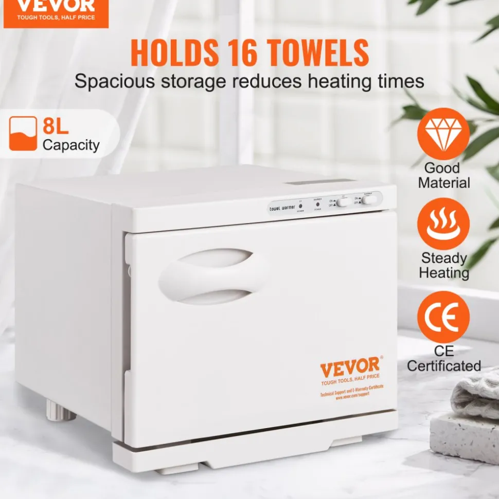 VEVOR Hot Towel Warmer, 8L Spa Hot Towel Warmer Cabinet, 2-in-1 Towel Warmer with Stainless Steel Rack, Holds up to 16 Towels, All-round Heating for Facials, SPA, Massage, Salon, Bathroom, Esthetician