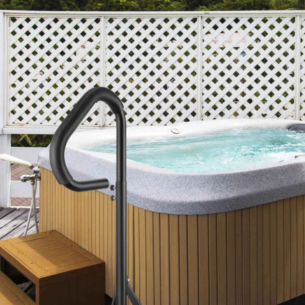 VEVOR Hot Tub Handrail, 360 Rotatable Spa Side Handrail with 35"-57" Adjustable Height, Rust-proof Aluminum Spa Step Hot Tub Hand Rail with Slide-Under Mount Base for Indoor & Outdoor, 600LBS Capacity