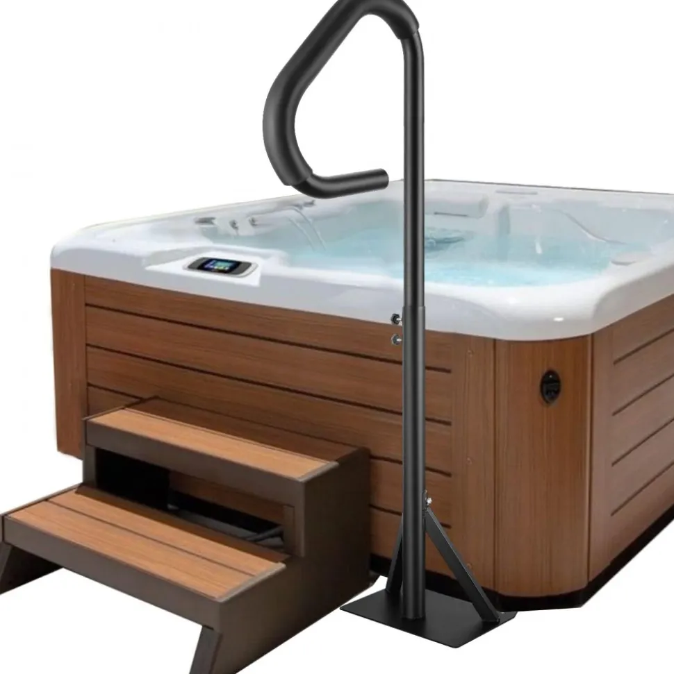 VEVOR Hot Tub Handrail, 360 Rotatable Spa Side Handrail with 35"-57" Adjustable Height, Rust-proof Aluminum Spa Step Hot Tub Hand Rail with Slide-Under Mount Base for Indoor & Outdoor, 600LBS Capacity