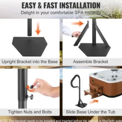 VEVOR Hot Tub Handrail, 360 Rotatable Spa Side Handrail with 35