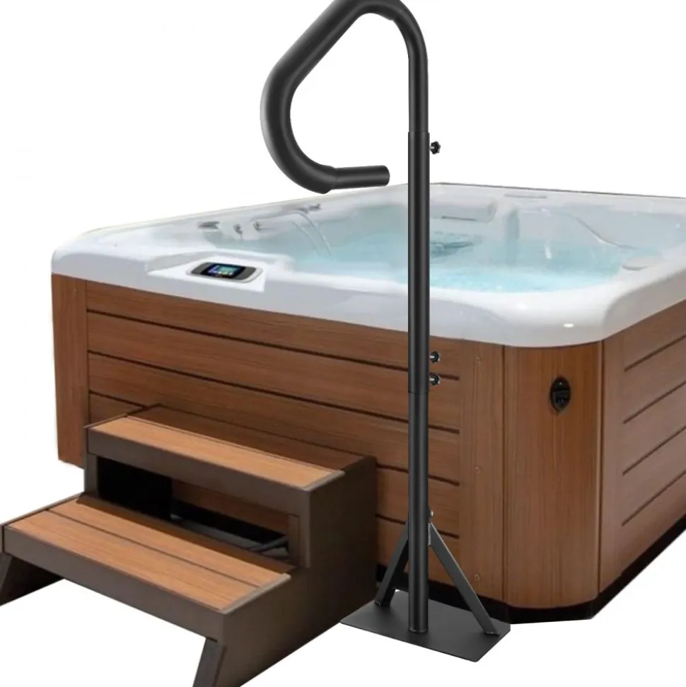 VEVOR Hot Tub Handrail, 360 Rotatable Spa Side Handrail with 48"-63" Adjustable Height, Rust-proof Aluminum Spa Step Hot Tub Hand Rail with Slide-Under Mount Base for Indoor & Outdoor, 600LBS Capacity