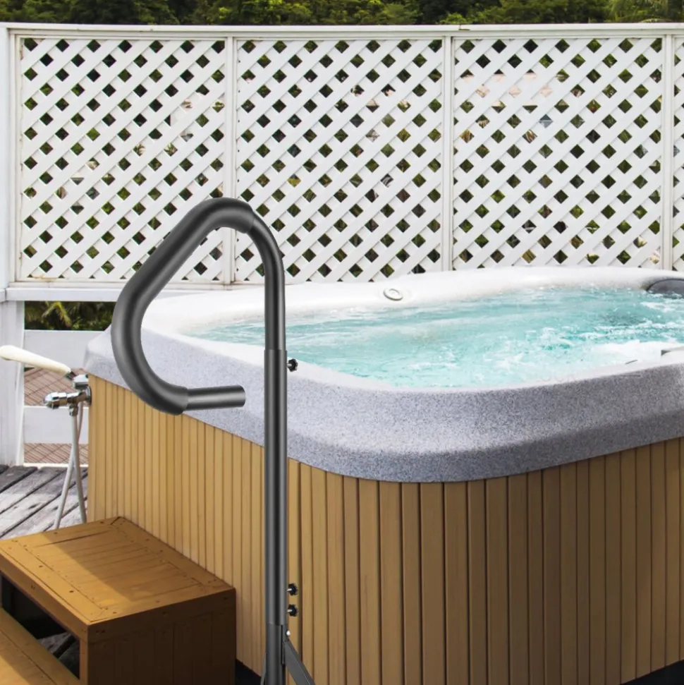 VEVOR Hot Tub Handrail, 360 Rotatable Spa Side Handrail with 48"-63" Adjustable Height, Rust-proof Aluminum Spa Step Hot Tub Hand Rail with Slide-Under Mount Base for Indoor & Outdoor, 600LBS Capacity