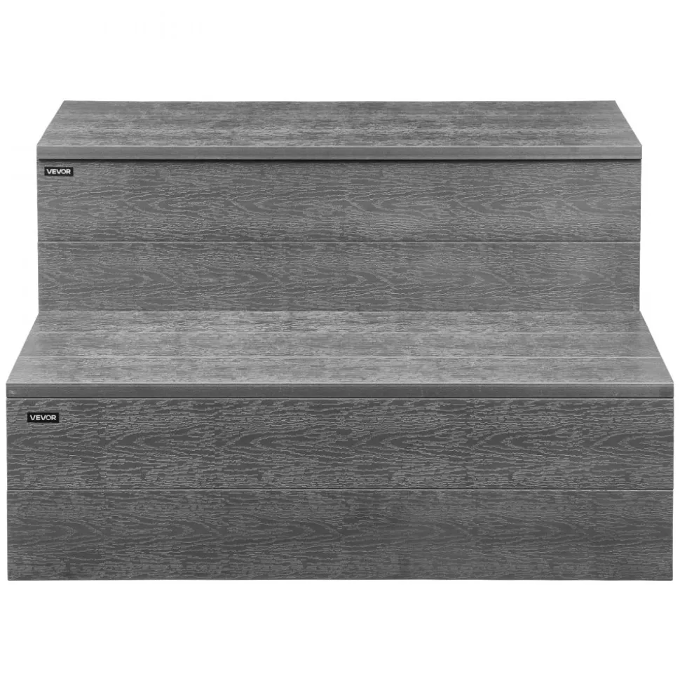 VEVOR Hot Tub Steps, 2-Step Spa Outdoor Stairs, Heavy Duty 25 inch Wide HIPS Above-Ground/Inflatable Pool Ladder with 600 lbs Weight Capacity, Multi-Use for Porch, Patio, Deck, Campers, Graphite Gray