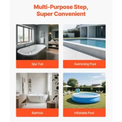 VEVOR Hot Tub Steps, 2-Step Spa Outdoor Stairs, Heavy Duty 25 inch Wide HIPS Above-Ground/Inflatable Pool Ladder with 600 lbs Weight Capacity, Multi-Use for Porch, Patio, Deck, Campers, Graphite Gray