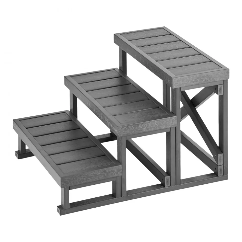 VEVOR Hot Tub Steps 3-Step Spa Stairs 27.5 in Wide Step Ladder Outdoor, 350 lbs Capacity, Sturdy HIPS Plastic, Non-Slip Foot Pads, Easy Assembly, Stable Access for Pool, RV, Home Patio and Backyard