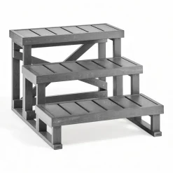 VEVOR Hot Tub Steps 3-Step Spa Stairs 27.5 in Wide Step Ladder Outdoor, 350 lbs Capacity, Sturdy HIPS Plastic, Non-Slip Foot Pads, Easy Assembly, Stable Access for Pool, RV, Home Patio and Backyard