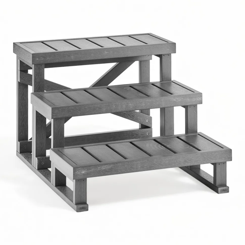 VEVOR Hot Tub Steps 3-Step Spa Stairs 27.5 in Wide Step Ladder Outdoor, 350 lbs Capacity, Sturdy HIPS Plastic, Non-Slip Foot Pads, Easy Assembly, Stable Access for Pool, RV, Home Patio and Backyard