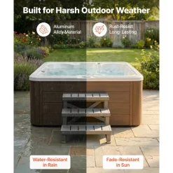 VEVOR Hot Tub Steps 3-Step Spa Stairs 27.5 in Wide Step Ladder Outdoor, 350 lbs Capacity, Sturdy HIPS Plastic, Non-Slip Foot Pads, Easy Assembly, Stable Access for Pool, RV, Home Patio and Backyard