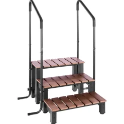 VEVOR Hot Tub Steps with Handrail, 3-Step Spa Outdoor Stairs, Heavy Duty 25.2 inch Wide Above-Ground/Inflatable Pool Ladder with 550 lbs Weight Capacity, Multi-Use for Porch, Patio, Deck, Trailers