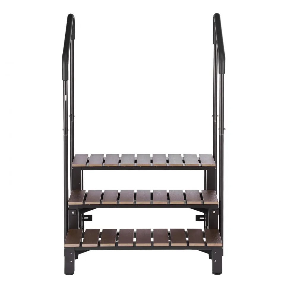 VEVOR Hot Tub Steps with Handrail 3-Step Spa Outdoor Stairs 550lbs Capacity, 32.3in Wide Step, Steel & Plastic, Easy Assembly, Non-Slip Step Ladder for Above-Ground/Inflatable Pool, RV,Patio,Deck