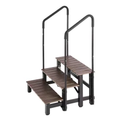 VEVOR Hot Tub Steps with Handrail 3-Step Spa Outdoor Stairs 550lbs Capacity, 32.3in Wide Step, Steel & Plastic, Easy Assembly, Non-Slip Step Ladder for Above-Ground/Inflatable Pool, RV,Patio,Deck