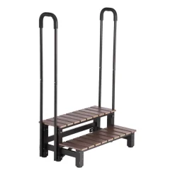 VEVOR Hot Tub Steps with Handrail 2-Step Spa Outdoor Stairs 550lbs Capacity, 32.3in Wide Step, Steel & Plastic, Easy Assembly, Non-Slip Step Ladder for Above-Ground/Inflatable Pool, RV,Patio,Deck