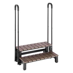 VEVOR Hot Tub Steps with Handrail 2-Step Spa Outdoor Stairs 550lbs Capacity, 32.3in Wide Step, Steel & Plastic, Easy Assembly, Non-Slip Step Ladder for Above-Ground/Inflatable Pool, RV,Patio,Deck