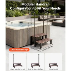VEVOR Hot Tub Steps with Handrail 2-Step Spa Outdoor Stairs 550lbs Capacity, 32.3in Wide Step, Steel & Plastic, Easy Assembly, Non-Slip Step Ladder for Above-Ground/Inflatable Pool, RV,Patio,Deck