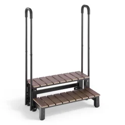 VEVOR Hot Tub Steps with Handrail 2-Step Spa Outdoor Stairs 550lbs Capacity, 32.3in Wide Step, Steel & Plastic, Easy Assembly, Non-Slip Step Ladder for Above-Ground/Inflatable Pool, RV,Patio,Deck