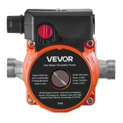 VEVOR Hot Water Recirculating Pump, with Bypass Valve, Instant Recirculation Pump Kit with Timer, Adapter, Circulation Circulator System, Stainless Steel Head, 0.13 HP 110-120V, for Tank Water Heaters
