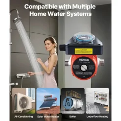 VEVOR Hot Water Recirculating Pump, with Timer, 10 GPM Instant Recirculation Pump Kit, Circulation Circulator System, 0.13 HP AC 110-120V, NPT 3/4 in to NPT 1/2 in Connector, for Solar Water Heater